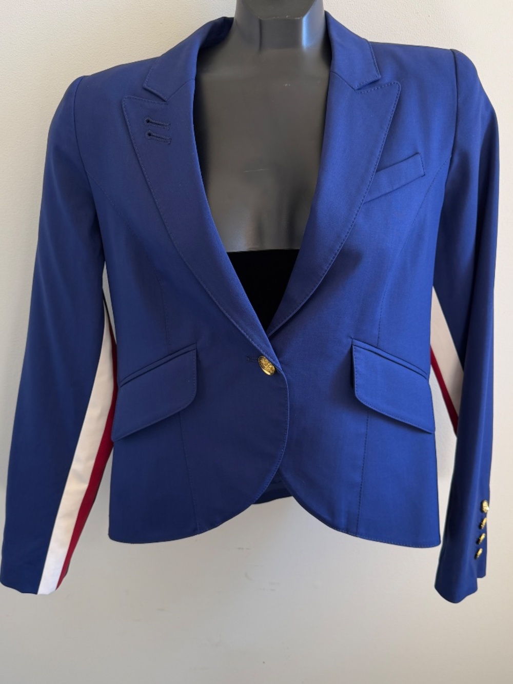 SMYTHE Cobalt Blue Summer Weight Blazer w/ Stripe Detail | Tailored Chic